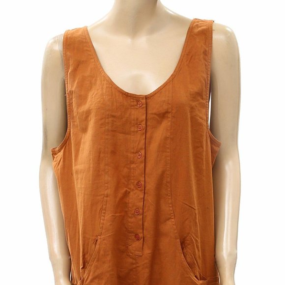 ASOS DESIGN Button Front Linen Minimal Jumpsuit Dress Romper US-0 XS New - Picture 2 of 4